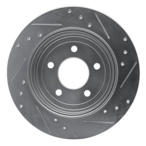 Ford Escape Brake Rotor (1) - Rear Left - R1 Concepts - Drilled & Slotted - Silver - `05-`08